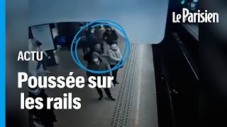 Belgique  une personne poussée sur les rails du métro Miracle la rame sarrête à temps [upl. by Hafirahs]