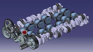 Roots compressor  Opposed piston two stroke diesel engine animation [upl. by Nyvets]