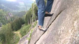 Klettern lernen Klettertechnik Klettertraining mittels Reibungsklettern im Harz am Granit [upl. by Nnel]