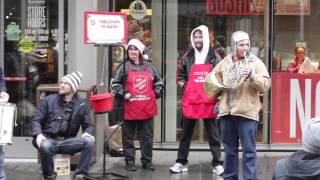 Musicians Surprise Salvation Army Bell Ringers [upl. by Llehsyar687]