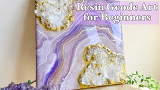 How to Make Resin Geode Art for Beginners on Canvas [upl. by Yelnikcm]