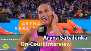 Aryna Sabalenka On Court Interview After Match vs Peyton Stearns ꟾ Indian Wells 2024 [upl. by Aruon183]