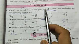 Practice set 21 Algebra 9th std pq form Real Numbers class 9 SSC practice set 21 3rd questions [upl. by Kirimia]