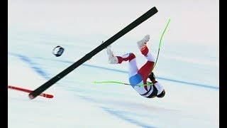 Swiss Marc Gisin Horror Crash In World Cup Downhill In Val Gardena Italy  15122018 [upl. by Annoynek327]