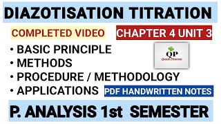 Diazotization Titration  Basic Principle  Method  Procedure  Ch 4 Unit 3  P Analysis 1st sem [upl. by Haynor831]