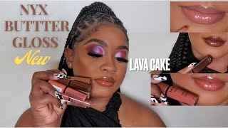 NYX BUTTER GLOSSES  8 NEW NUDE SHADES ON DARK SKIN  LIP SWATCHES  DEMO  NUDE LIP COMBOS [upl. by Abie]