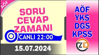 AÖF 15 07 2024 Canlı  Soru Cevap Zamanı  Açıköğretim DGS KPSS YKS [upl. by Nido285]