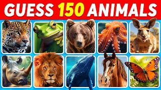 Guess 150 Animals in 3 Seconds 🦁🐼🐵  EASY to IMPOSSIBLE [upl. by Lowry]