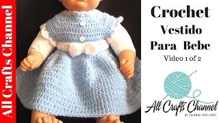 Como tejer un vestido para bebe en crochet video 1 [upl. by Sert113]