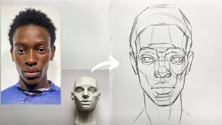 How to Draw the head in front view  Asaro method [upl. by Hendren]