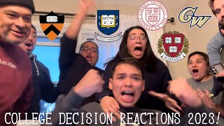 COLLEGE DECISION REACTIONS 2023 Class of 2027 Harvard Yale Princeton Cornell GW [upl. by Mihalco150]