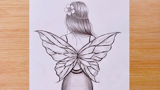 How to draw a fairy  Step by step Pencil Sketch for beginners  Fairy Drawing Tutorial [upl. by Nay480]