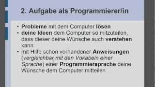 2 Aufgabe als Programmiererin [upl. by Atsyrt279]