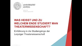 Einführung in die Leipziger Theaterwissenschaft [upl. by Eerahc709]