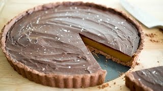 Salted Caramel Chocolate Ganache Tart Recipe [upl. by Anahsat]