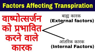 Factors Affecting transpiration वाष्पोत्सर्जन को प्रभावित करने वाले कारक Transpiration in plants [upl. by Gnahc]