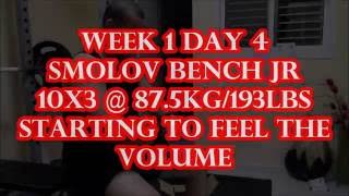 Smolov JR Bench Press Last workout for the first week 10x3 [upl. by Kentiga]