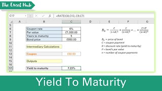 Calculate The Yield To Maturity Of A Bond In Excel [upl. by Vick]