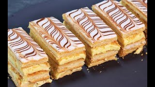 ميلفاي ام وليد  وصفة الميلفاي كما في المحلات  Recette Millefeuille Oum Walid [upl. by Bussey98]