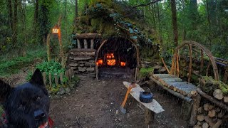 30 Days SOLO SURVIVAL CAMPING In RAIN  Building Warm BUSHCRAFT SHELTERS with FIREPLACE Full Video [upl. by Timi]