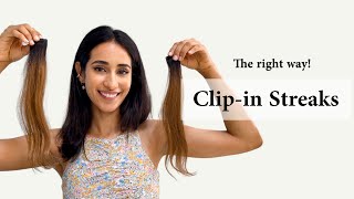 Clipin Streaks  The Right Way To Use  Coloured Hair Extensions  Human Hair Extensions India [upl. by Marika66]