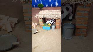 How to make cow shed project by mini bricks [upl. by Dranel181]