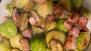 Brussels sprouts amp Bacon recipe  බ්‍රසල්ස් ස්ප්‍රවුට් සහ බේකන් [upl. by Pachton]