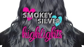 Smokey Silver amp Gray Highlights on Dark Hair  Dark Gray amp Silver  Silver Highlights [upl. by Trainer]