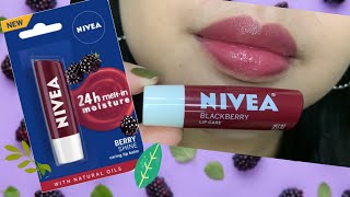 Nivea Lip Balm in Blackberry Lip Swatch [upl. by Anama]