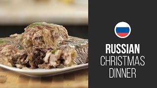 Russian Meat Aspic  Gastrolab Russian Christmas Dinner  Christmas amp New Year 2015 Recipes [upl. by Eanel]