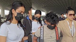 Kajol Devgn along with Her Daughter Nysa amp Son Yug Devgan Spotted at Mumbai Airport 😍🔥📸 [upl. by Ferro]