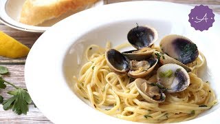 Linguine with Clams in White Wine Sauce  Homemade Food by Amanda [upl. by Aihcrop]