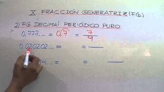 FRACCIÓN GENERATRIZ Decimal Exacto Decimal Periódico Puro Decimal Periódico Mixto [upl. by Ojeibbob785]