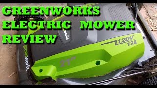 Greenworks 21Inch 13A Electric Lawn Mower  REVIEW [upl. by Sulienroc]