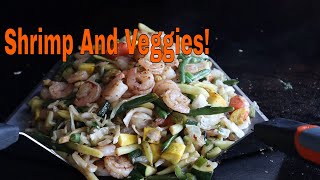 Amazing Garlic Shrimp And Veggies On The Blackstone Griddle [upl. by Animrac]