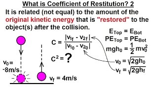 Physics 96 Coefficient of Restitution 2 of 9 What is Coefficient of Restitution 2 [upl. by Ellerrehc]