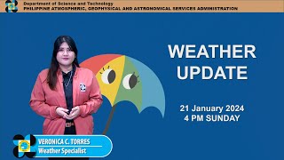 Public Weather Forecast issued at 4PM  January 21 2024  Sunday [upl. by Aibun]