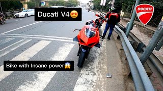 Ducati Panigale V4 First Ride Review  The Fastest Track bike  Accidental wheelie on Ducati V4😱 [upl. by Abert]