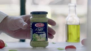 Barilla Spaghetti Ολικής Αλέσεως με Pesto Genovese καλαμάρι amp ντοματίνια [upl. by Berkeley328]