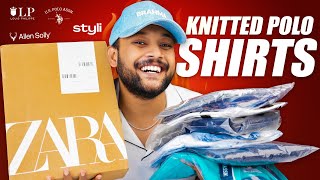 Best Knitted Polo T Shirt For Men 🔥 Zara Allen Solly US Polo Styli Haul Review 2023  ONE CHANCE [upl. by Ginzburg]