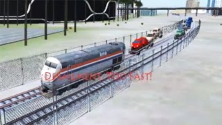 Train Sim In Las Vegas Using Amtrak P42 Carry Many Cars Got Derailment Crash [upl. by Eileek192]