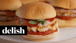 Chicken Pizza Burgers  Delish  Ragu [upl. by Annirtak]