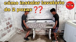 cómo hacer instalación de un lavatorio de dos pozas cómo instalar pozos de concreto [upl. by Affer]