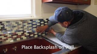 Glass Mosaic Backsplash Installation Vima Decor [upl. by Shawn]