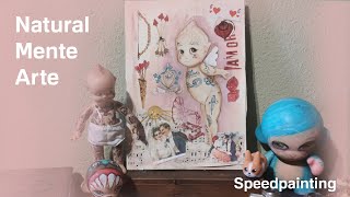 Timeless Love Speed Painting a Kewpie with a Vintage Twist [upl. by Hnamik]