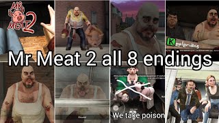 Mr Meat 2 all 8 endings [upl. by Nohsar]