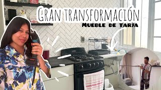 🏡 GRAN TRANSFORMACIÓN DE MI PEQUEÑA COCINA infonavit ✅ MUEBLE DE TARJA parte 1 💖 [upl. by Elleb]