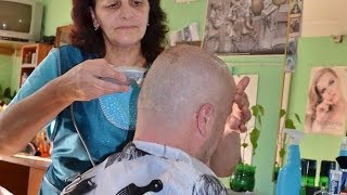 Close clipper shave at female barber [upl. by Elocon]