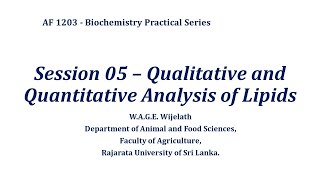 Biochemistry Practical Session 05  Qualitative and Quantitative Analysis of Lipids [upl. by Mcarthur]