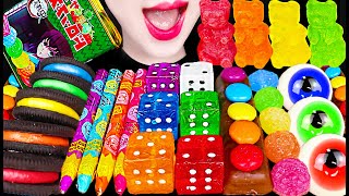 ASMR Edible Crayon Dice Candy Rainbow Dessert 먹는 주사위 크레용 사탕 먹방 Mukbang Eating [upl. by Hafeenah778]